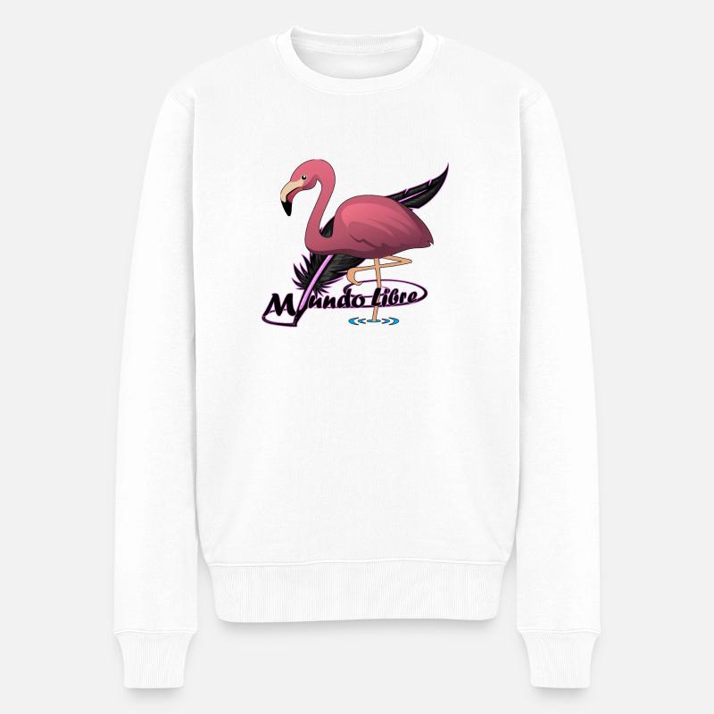 Flamenco-Vogel - Männer Premium Bio Pullover - Weiß