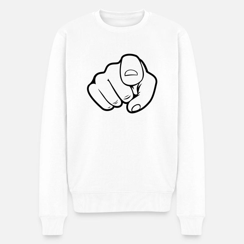 Finger Zeigen Hand - Männer Premium Bio Pullover - Weiß