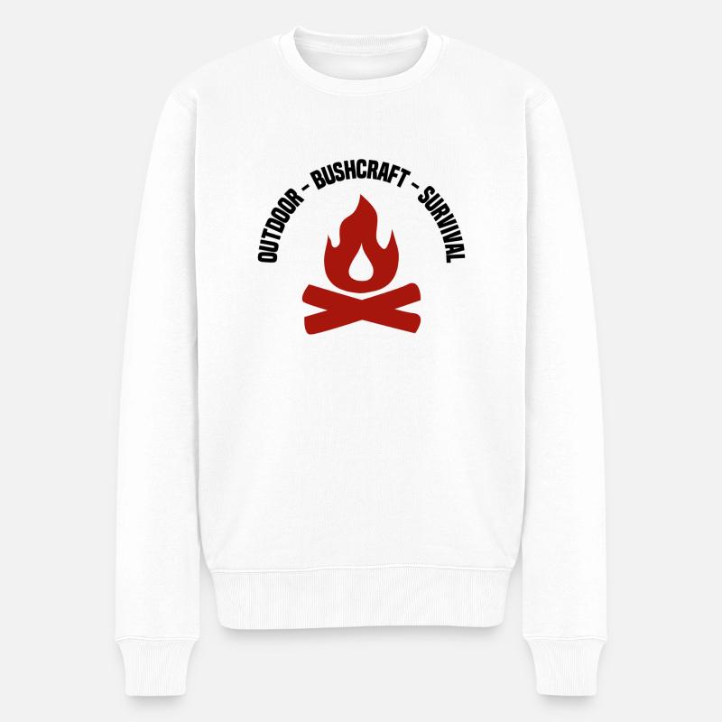 Outdoor Bushcraft Survival - Männer Premium Bio Pullover - Weiß