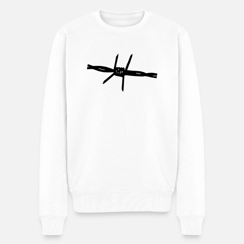 Stacheldraht - Männer Premium Bio Pullover - Weiß