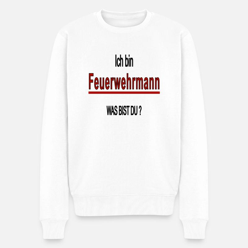 ich bin ein Feuerwehrmann - Männer Premium Bio Pullover - Weiß