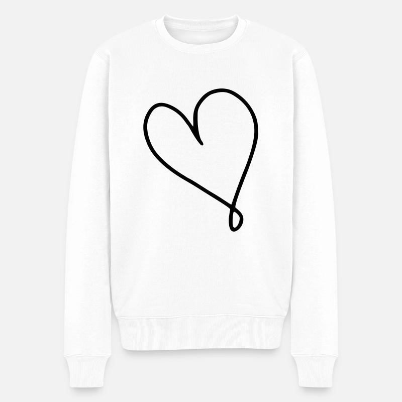 Herz Emoji Skizze - Männer Premium Bio Pullover - Weiß