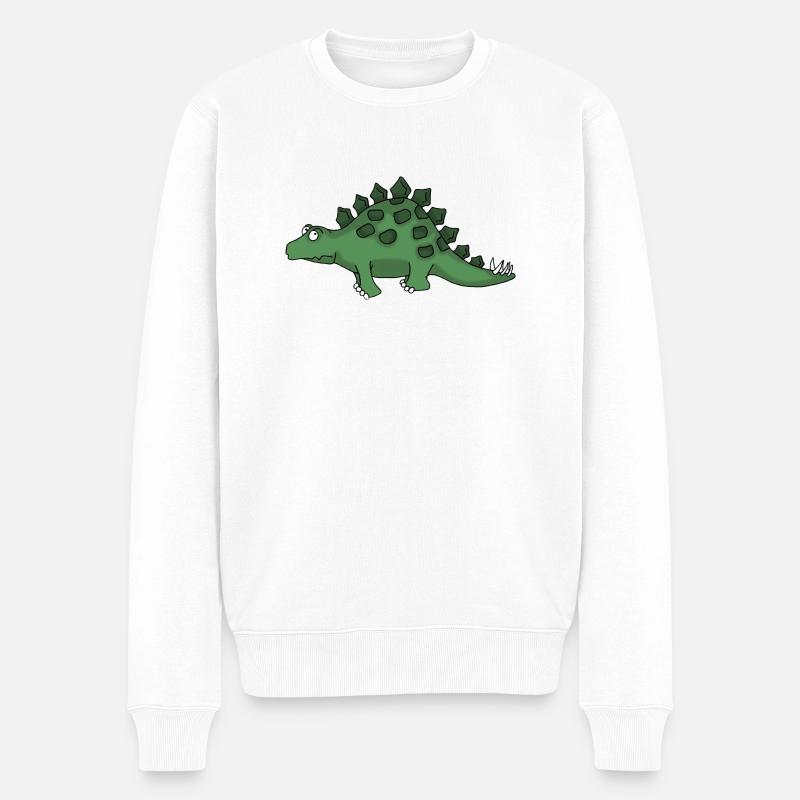 Dino 7 - Männer Premium Bio Pullover - Weiß