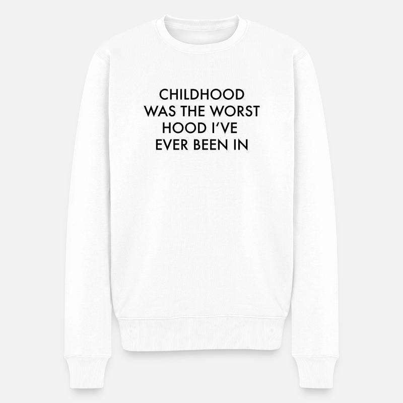 schlechte Kindheit - Männer Premium Bio Pullover - Weiß