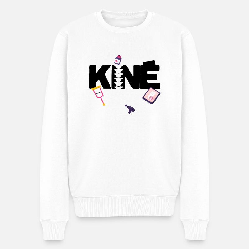 Kiné Cadeau pour Masseur Kinésithérapeute - Pull Premium bio Homme - blanc