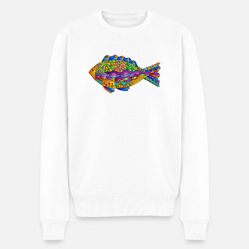 Fisch - Männer Premium Bio Pullover - Weiß