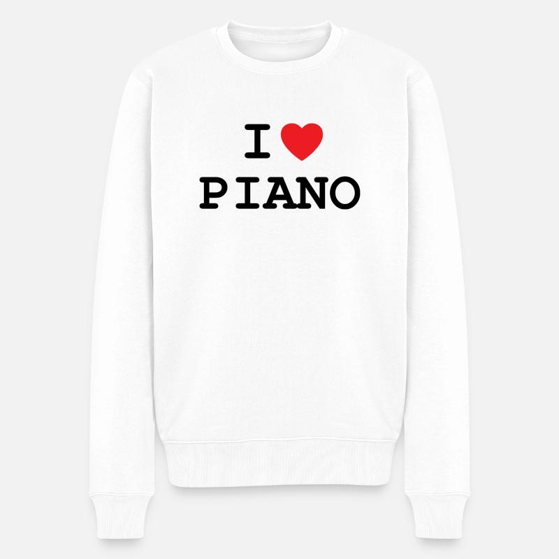 Ich liebe Klavier - Männer Premium Bio Pullover - Weiß