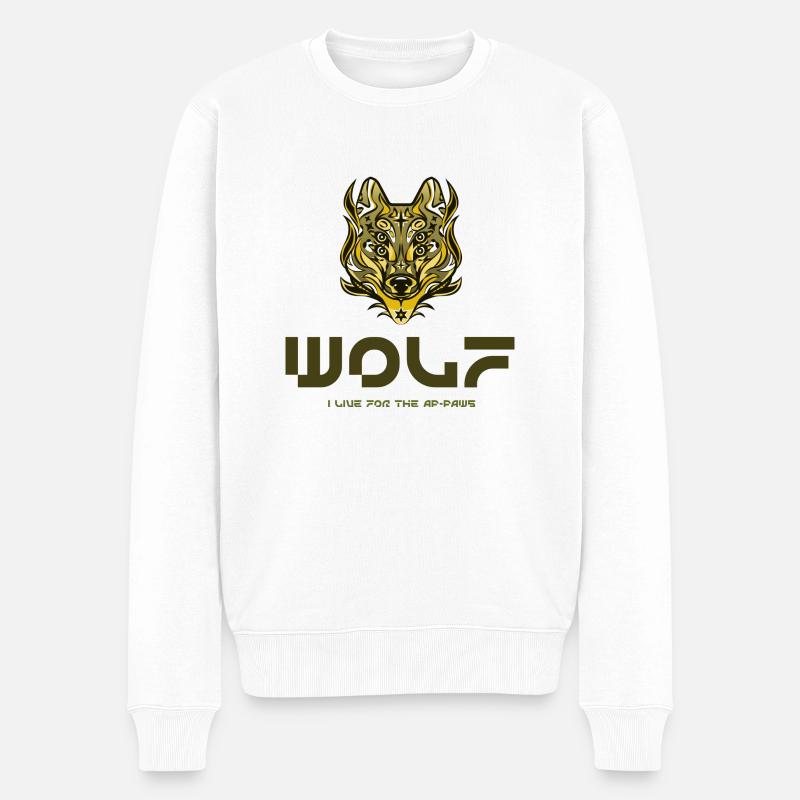 Wolf Lover i love Wolf - Männer Premium Bio Pullover - Weiß