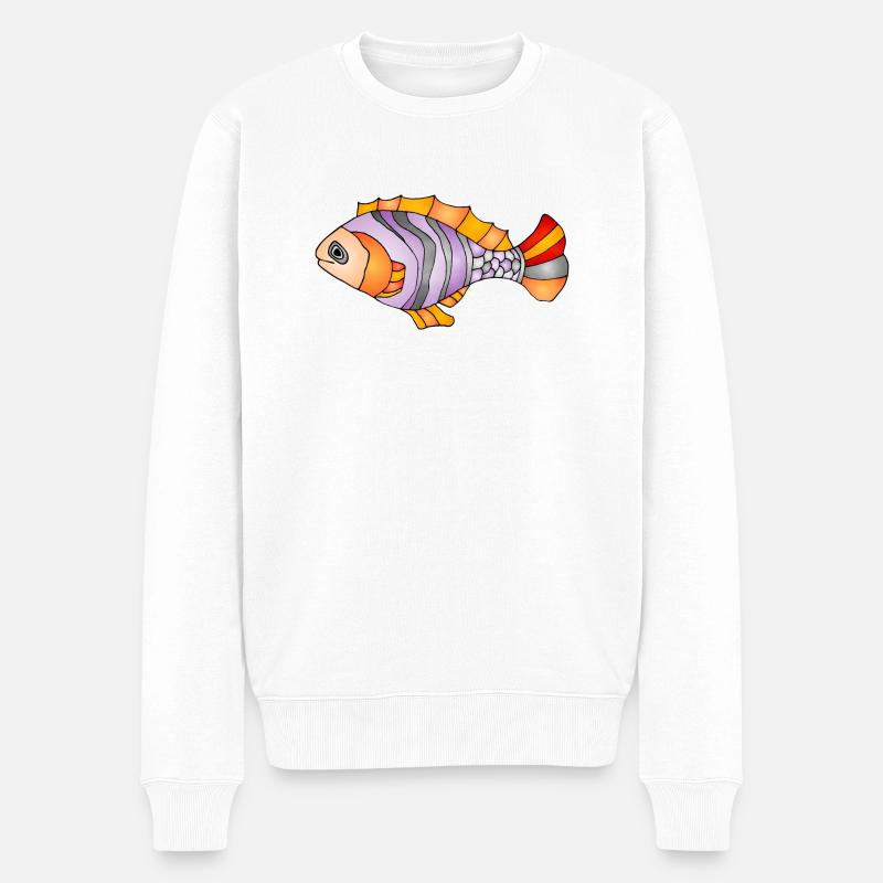 Fisch - Männer Premium Bio Pullover - Weiß