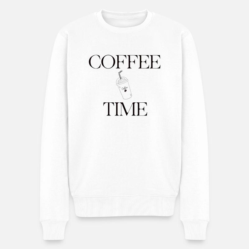 COFFEE TIME - Männer Premium Bio Pullover - Weiß