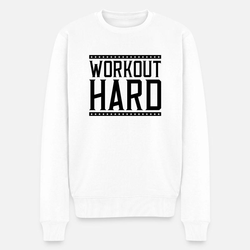 workout hard - Männer Premium Bio Pullover - Weiß