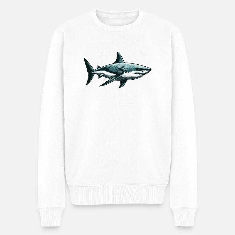Weißer Hai - Männer Premium Bio Pullover - Weiß