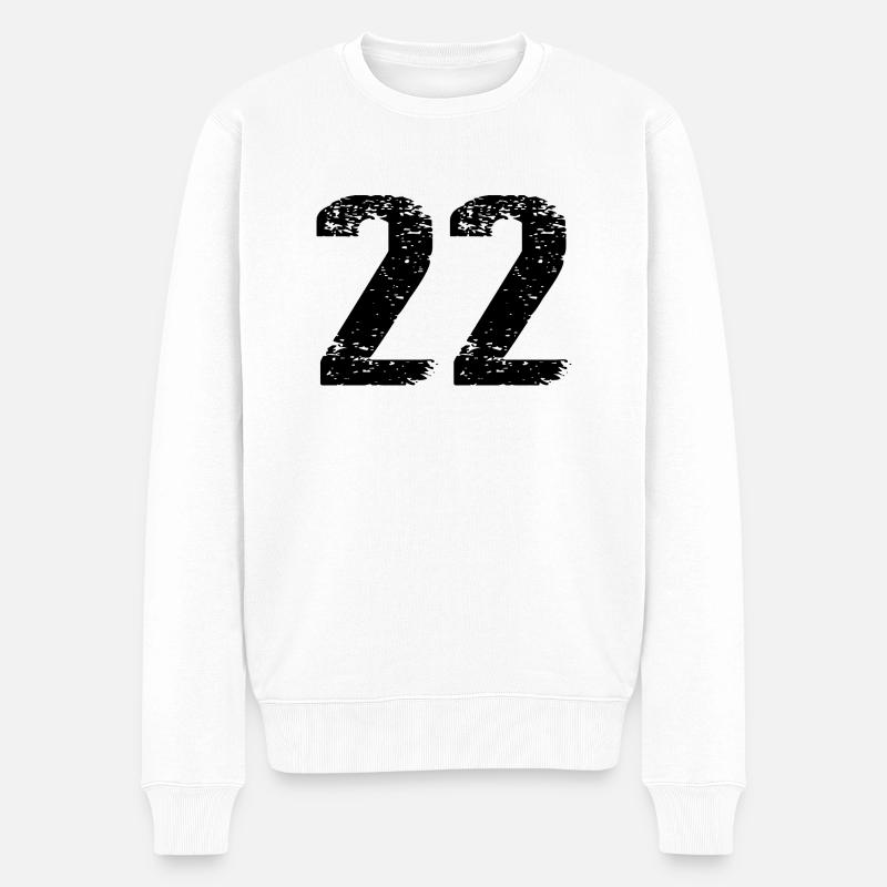22 Zahl Trikot - Männer Premium Bio Pullover - Weiß
