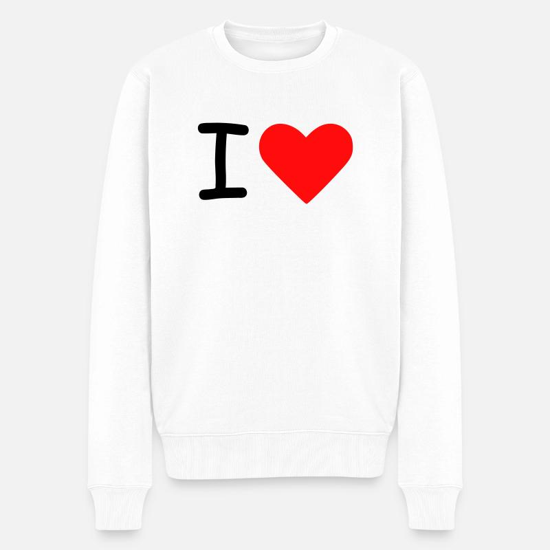 I heart - Männer Premium Bio Pullover - Weiß