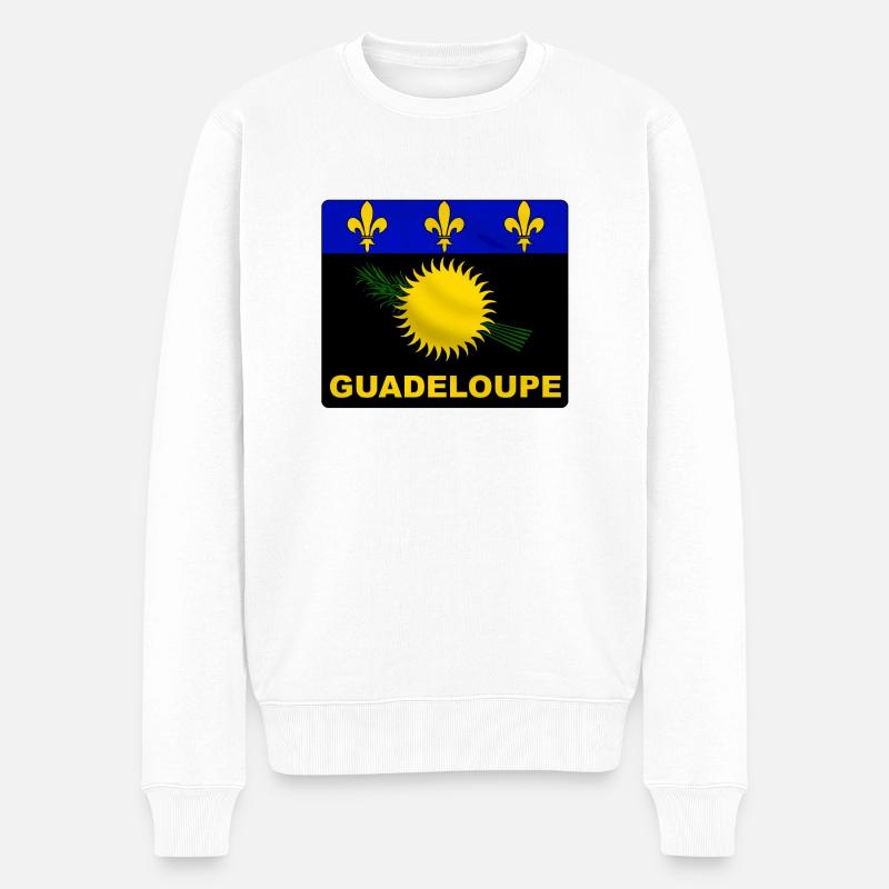 Guadeloupe Flagge - Männer Premium Bio Pullover - Weiß