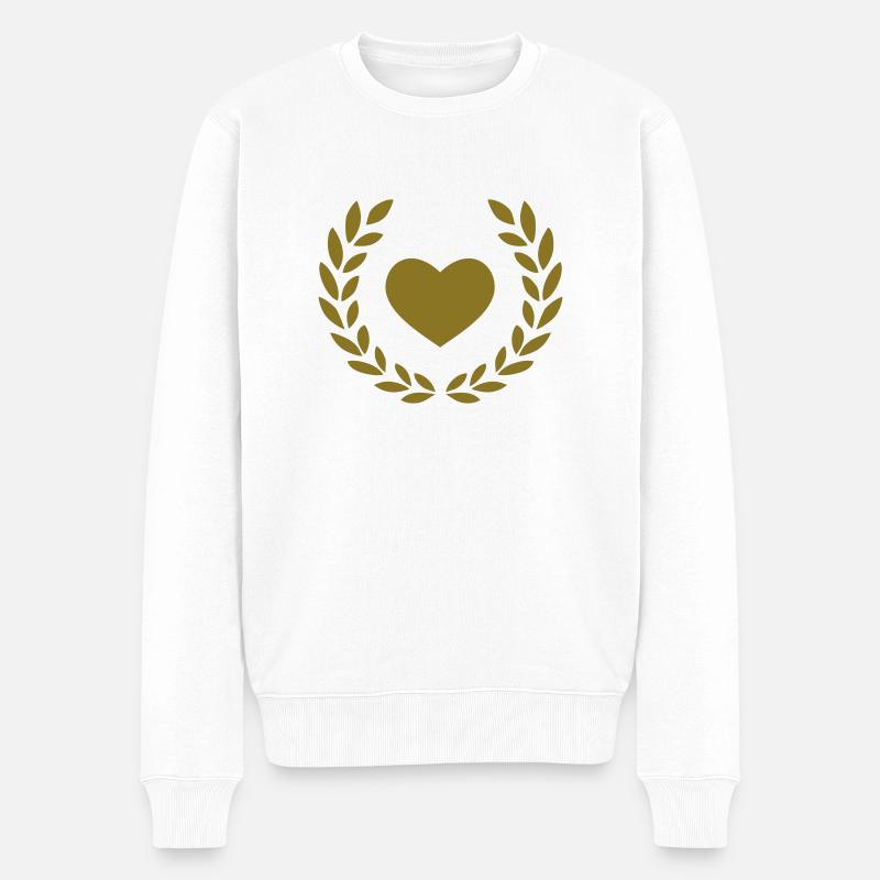 Herz - Männer Premium Bio Pullover - Weiß