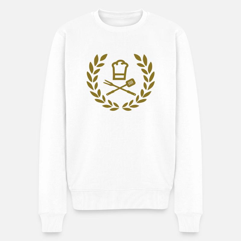 BBQ - Männer Premium Bio Pullover - Weiß