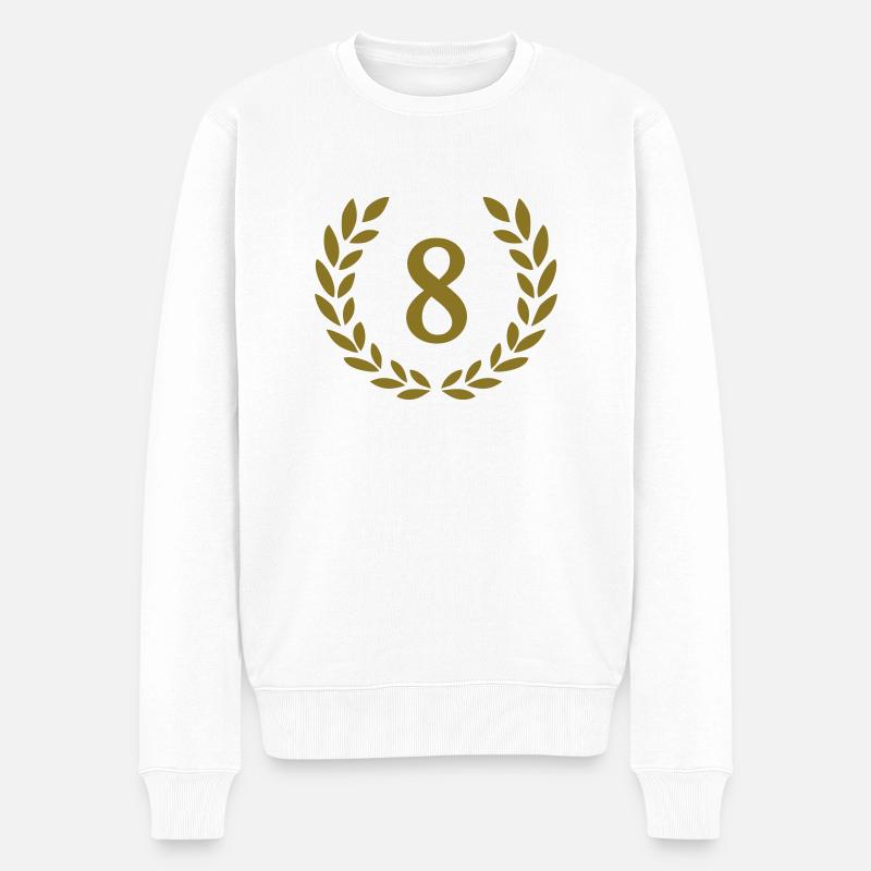 8 - Männer Premium Bio Pullover - Weiß