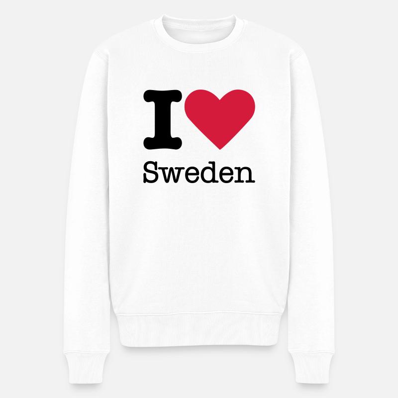 I Love Sweden - Männer Premium Bio Pullover - Weiß