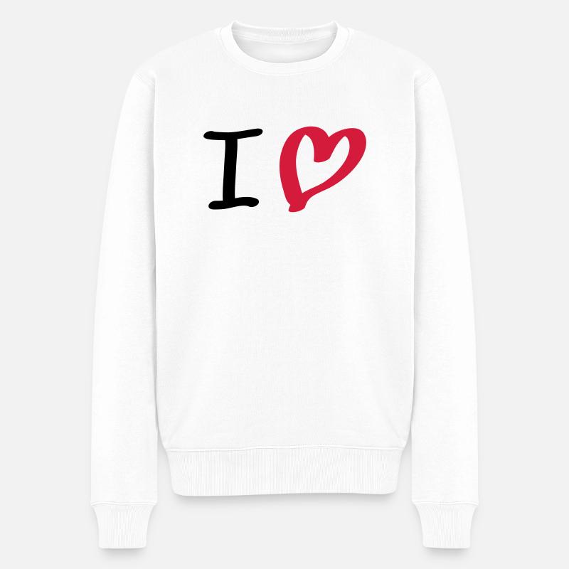 i love - Pull Premium bio Homme - blanc