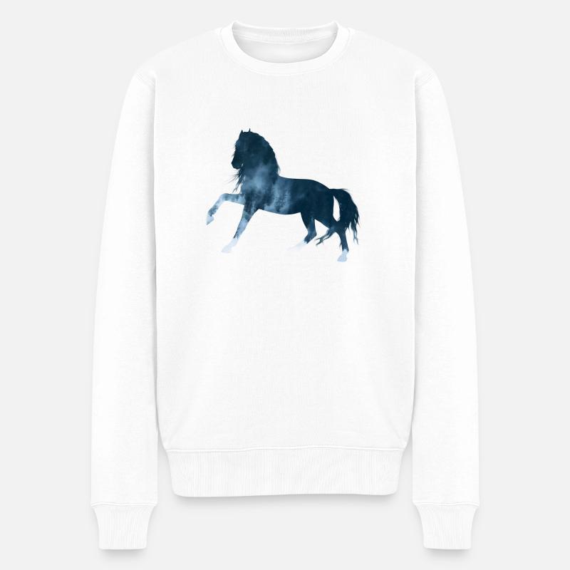 Pferd - Männer Premium Bio Pullover - Weiß