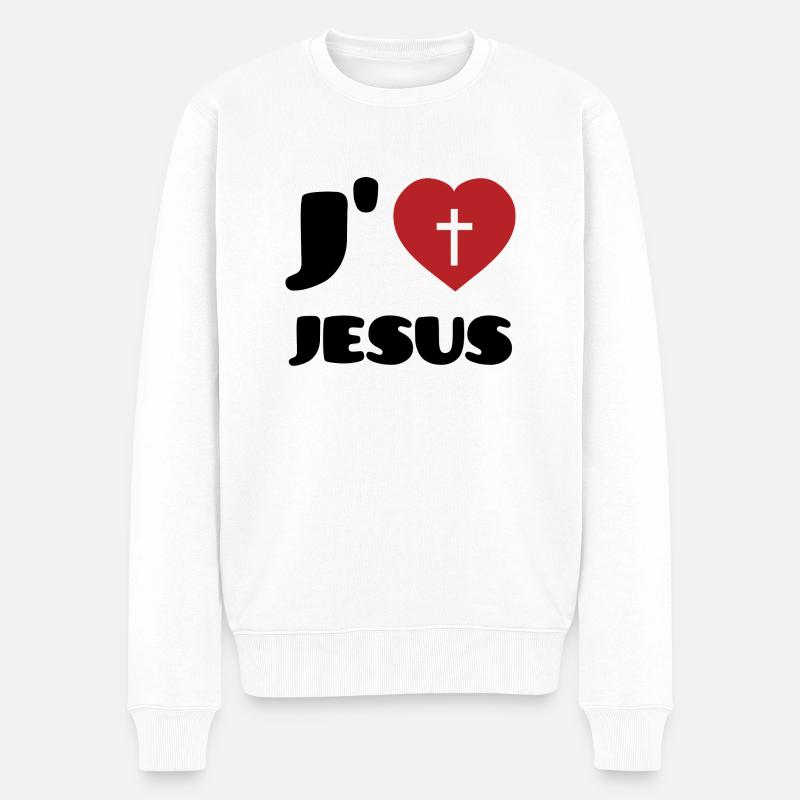 J'aime Jesus - Pull Premium bio Homme - blanc