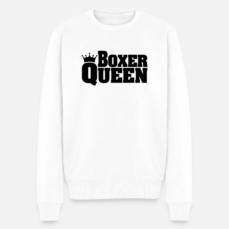 BOXER QUEEN - Männer Premium Bio Pullover - Weiß