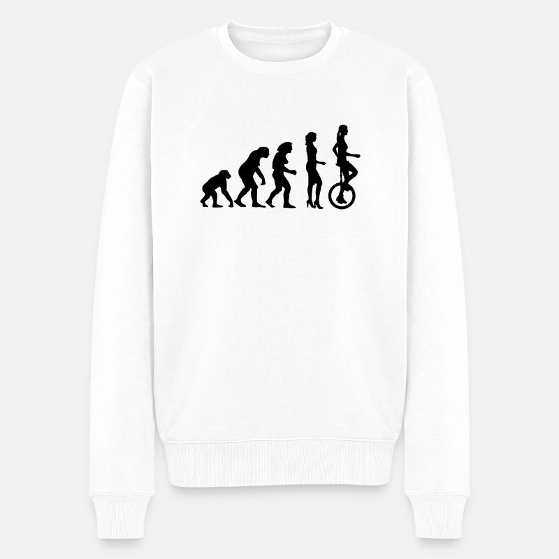 evolution_einradfahrerin_1c - Men's Premium Organic Jumper - white