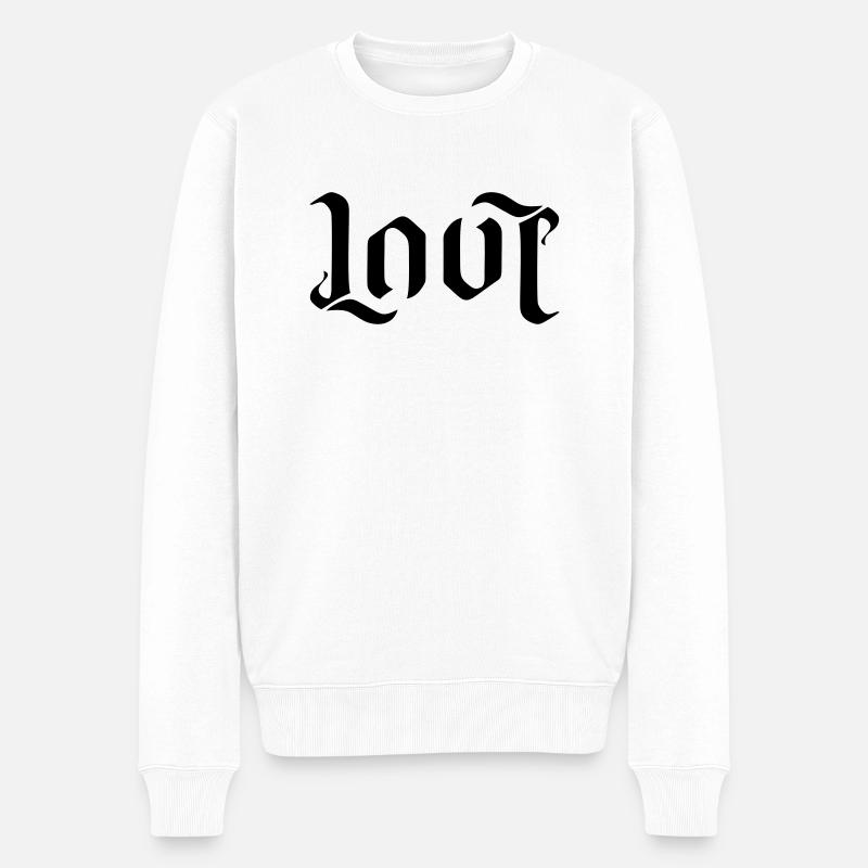 LOVE (AMBIGRAM FONT) - Pull Premium bio Homme - blanc