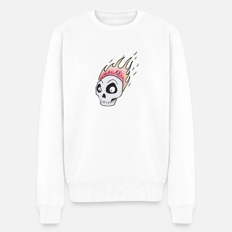 Brennen skull1 - Männer Premium Bio Pullover - Weiß