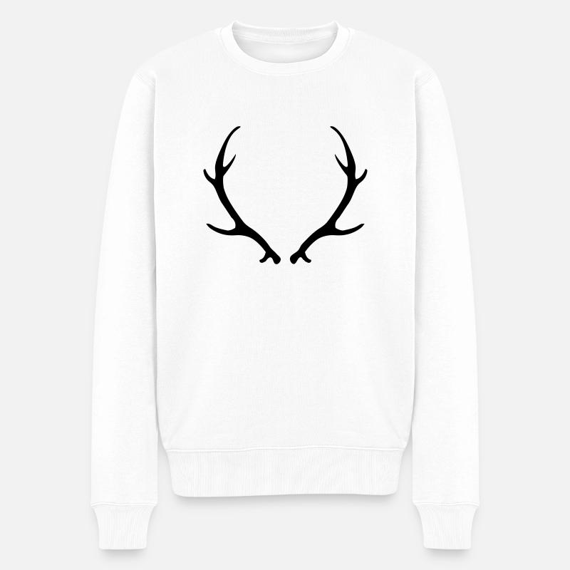 Deer Antlers - Männer Premium Bio Pullover - Weiß