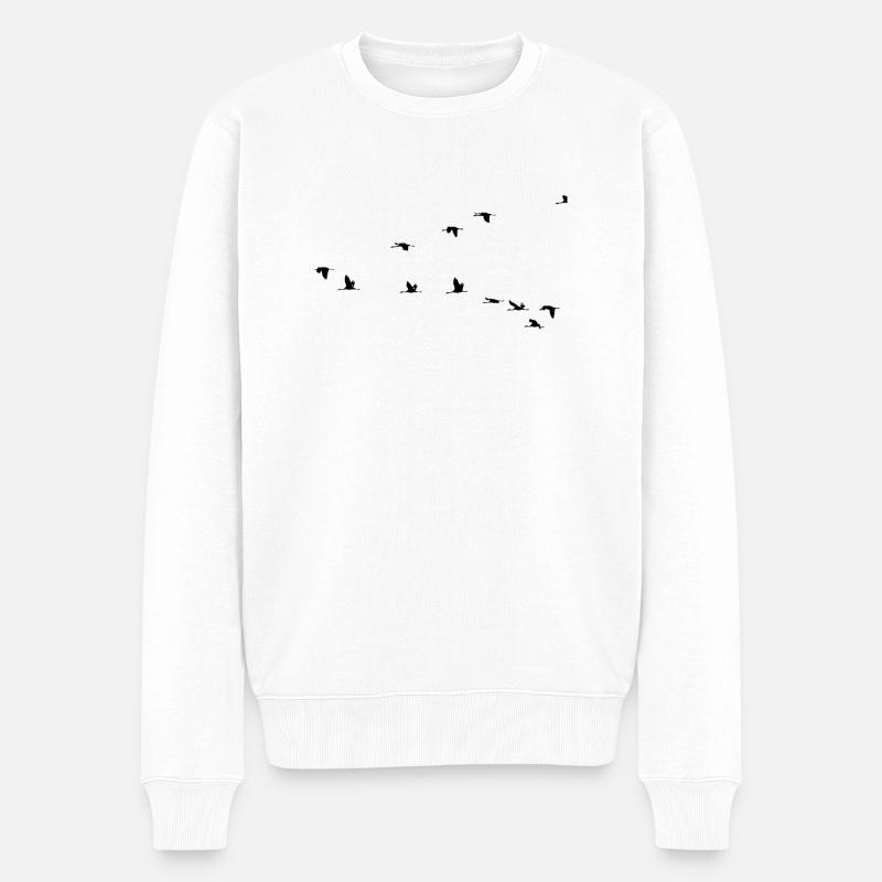 Zugvögel Schwäne - Männer Premium Bio Pullover - Weiß