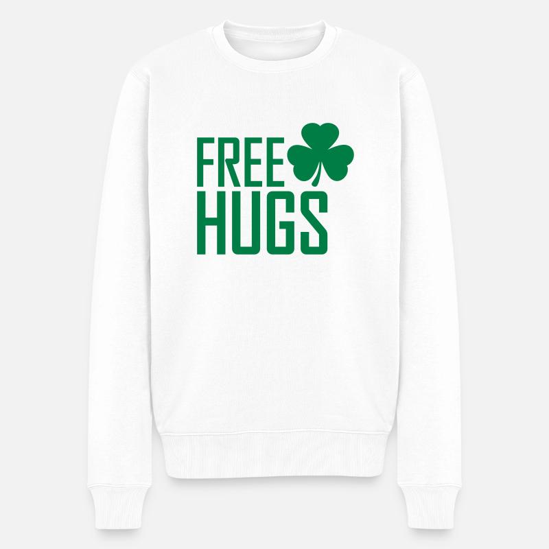 free hugs - Männer Premium Bio Pullover - Weiß