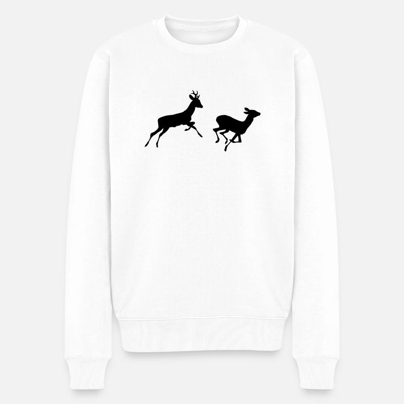 Hirsche - Männer Premium Bio Pullover - Weiß