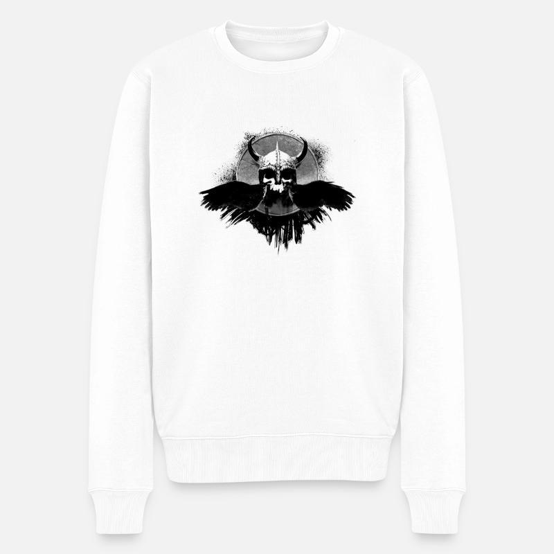 Viking Skull - Männer Premium Bio Pullover - Weiß