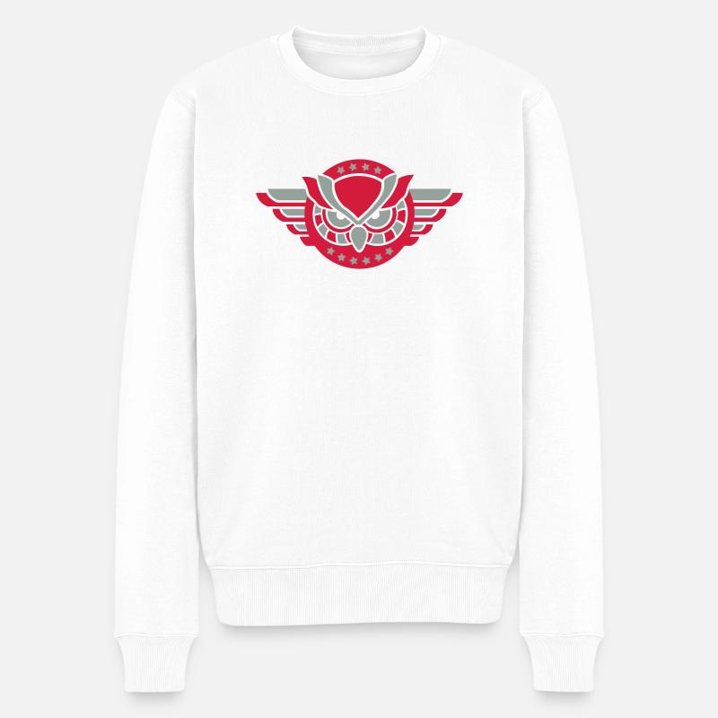 Eule Wappen (owl crest) 03 - Männer Premium Bio Pullover - Weiß