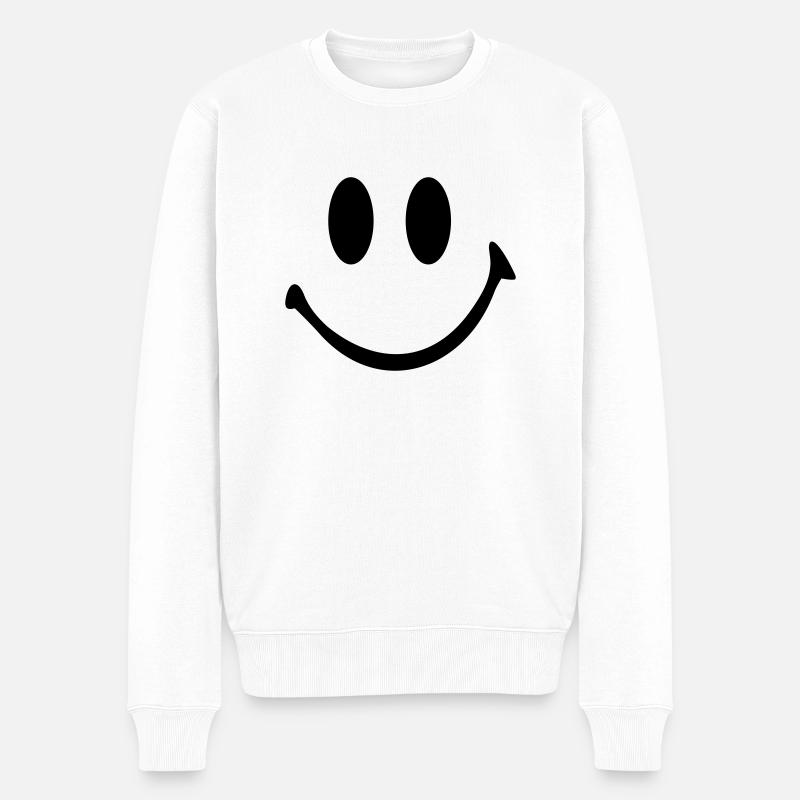 Smiley - Männer Premium Bio Pullover - Weiß