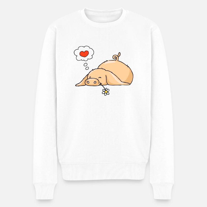 Schwein in der Liebe - Männer Premium Bio Pullover - Weiß