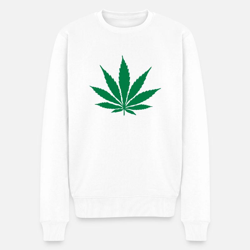 Hanfblatt - Männer Premium Bio Pullover - Weiß
