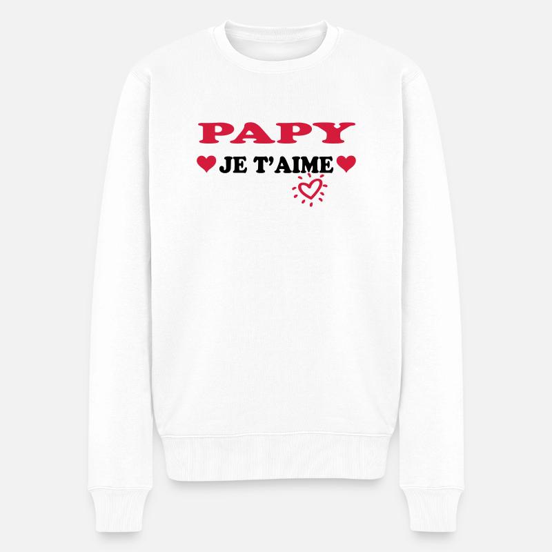 Papy je t'aime - Männer Premium Bio Pullover - Weiß