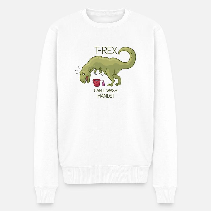 T Rex can't wash hands! - Männer Premium Bio Pullover - Weiß
