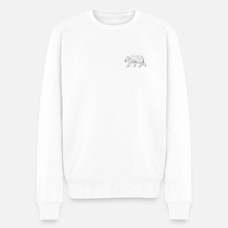 ours linéaire - Pull Premium bio Homme - blanc