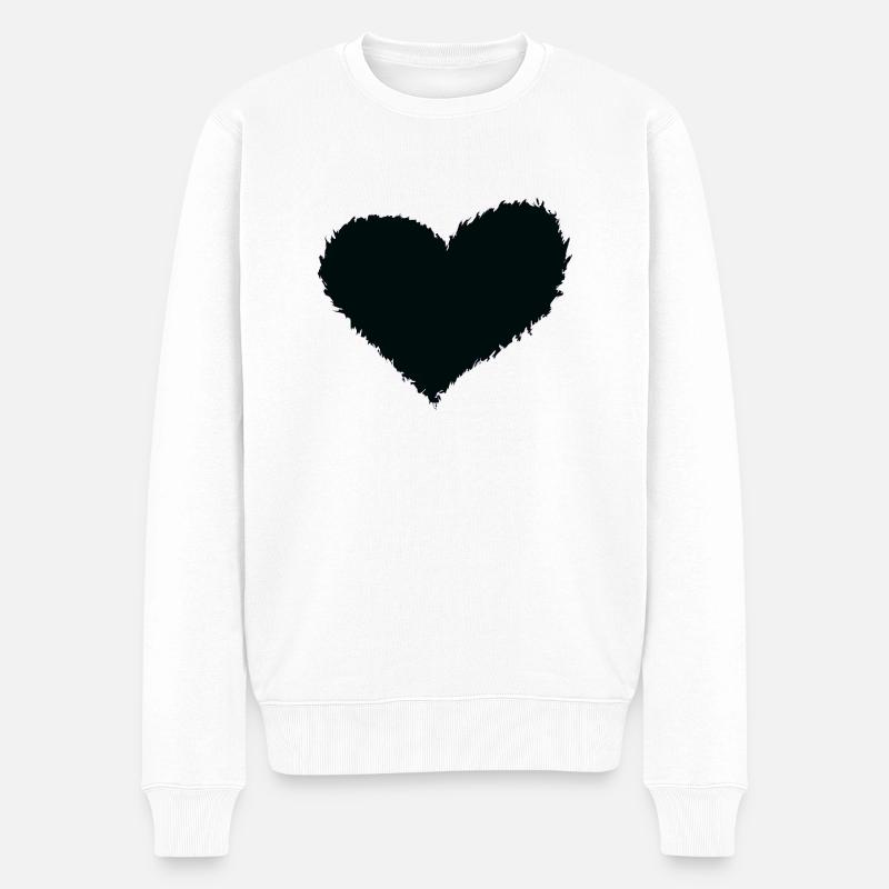 Herz brennend schwarz - Männer Premium Bio Pullover - Weiß