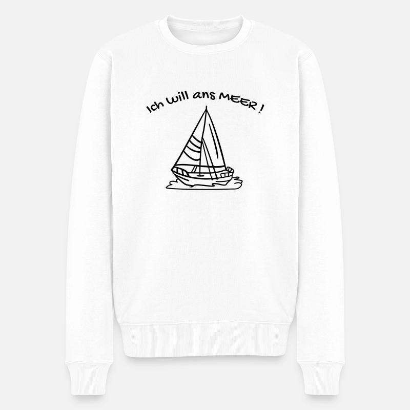 Ich will ans Meer ! - Männer Premium Bio Pullover - Weiß
