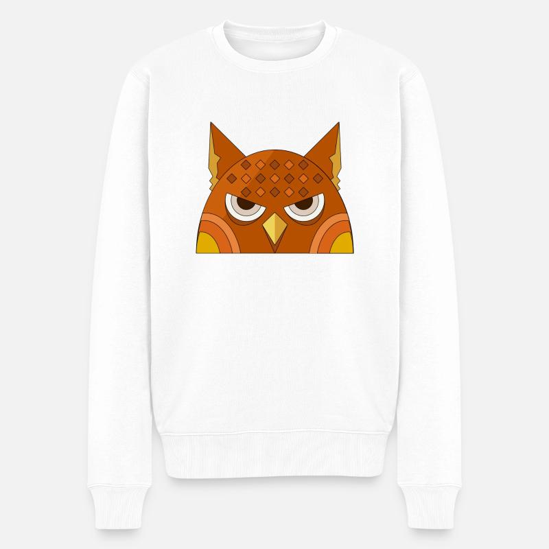 Eule - Männer Premium Bio Pullover - Weiß