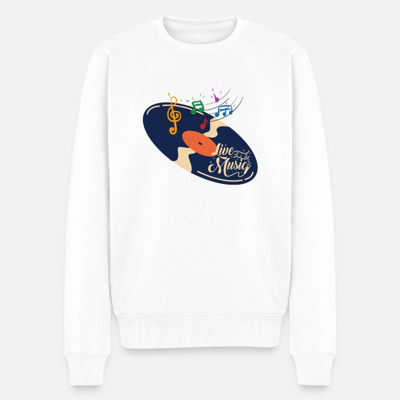 Live music Retro Design - Männer Premium Bio Pullover - Weiß