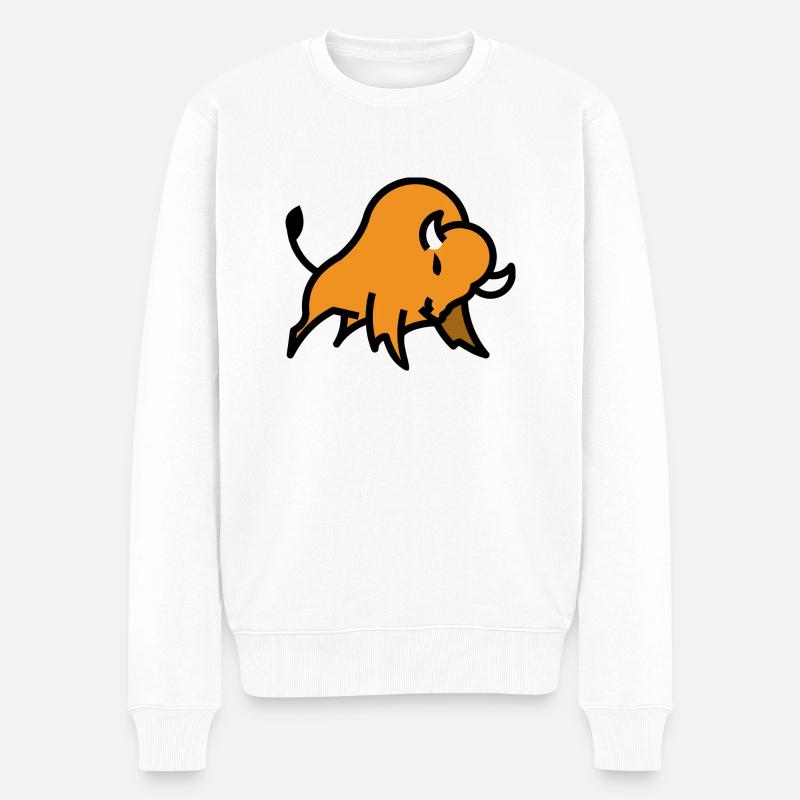 Bison logo - Männer Premium Bio Pullover - Weiß