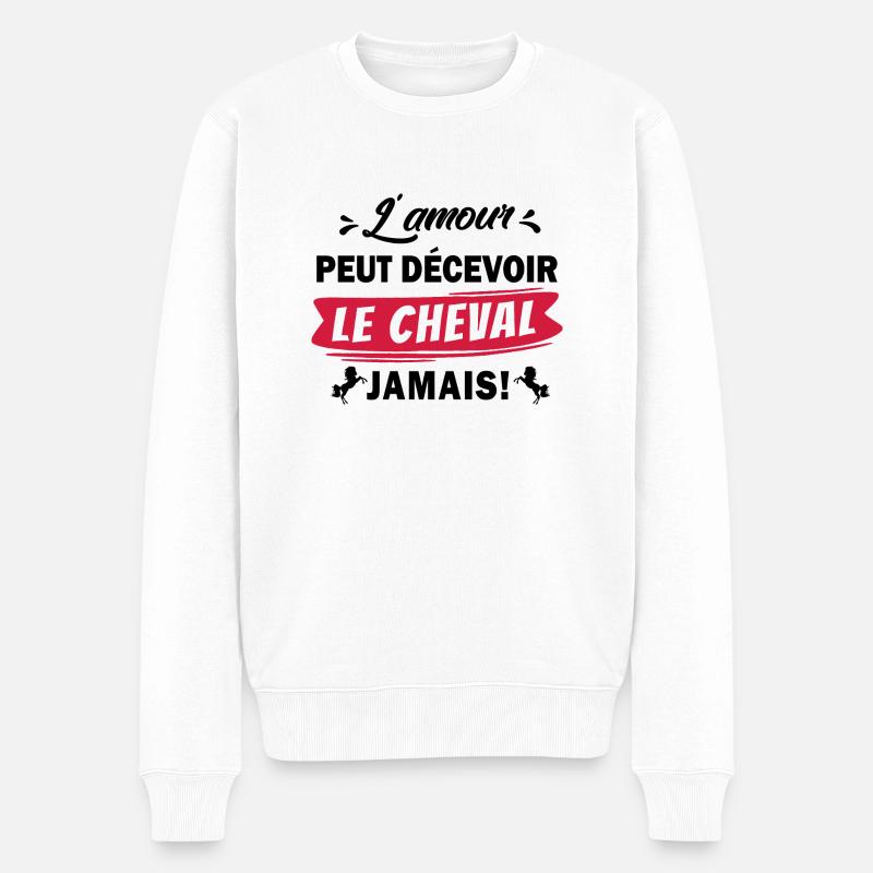 cheval / humour équitation - Pull Premium bio Homme - blanc