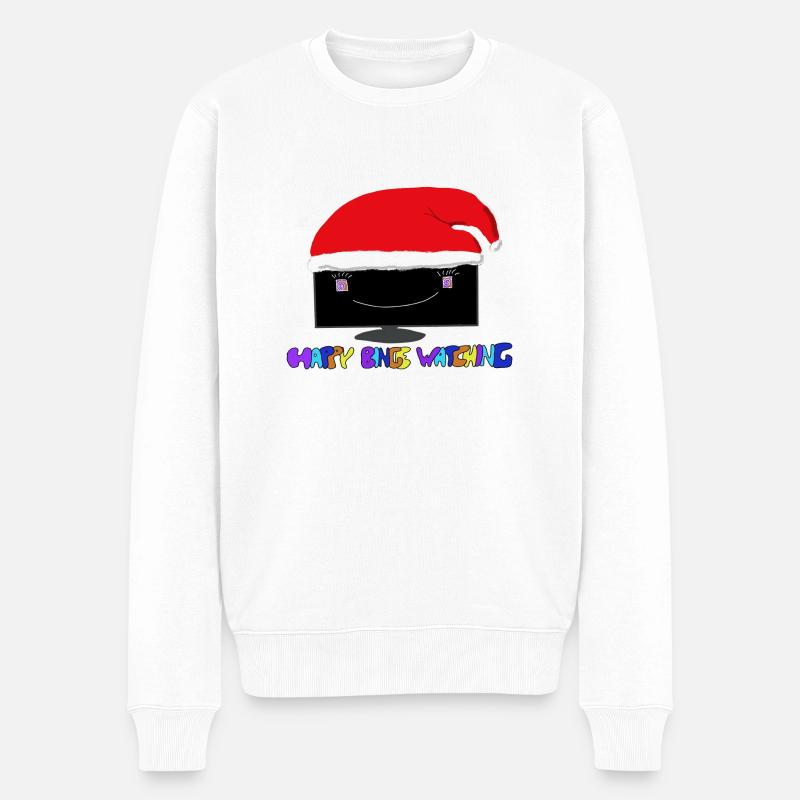 Happy Binge Watching - Männer Premium Bio Pullover - Weiß