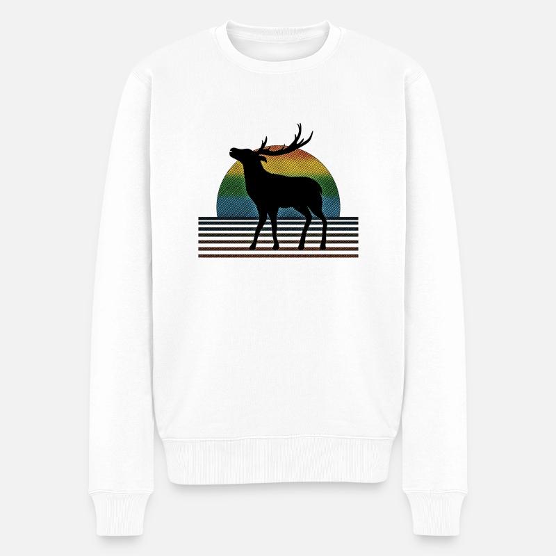 Hirsch - Männer Premium Bio Pullover - Weiß